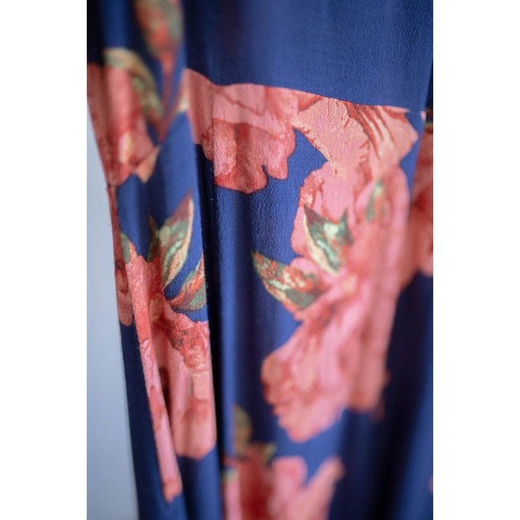 Nordstrom LEITH Navy Red Floral Square Neck Cut Out Midi Dress SZ L - Picture 9 of 11